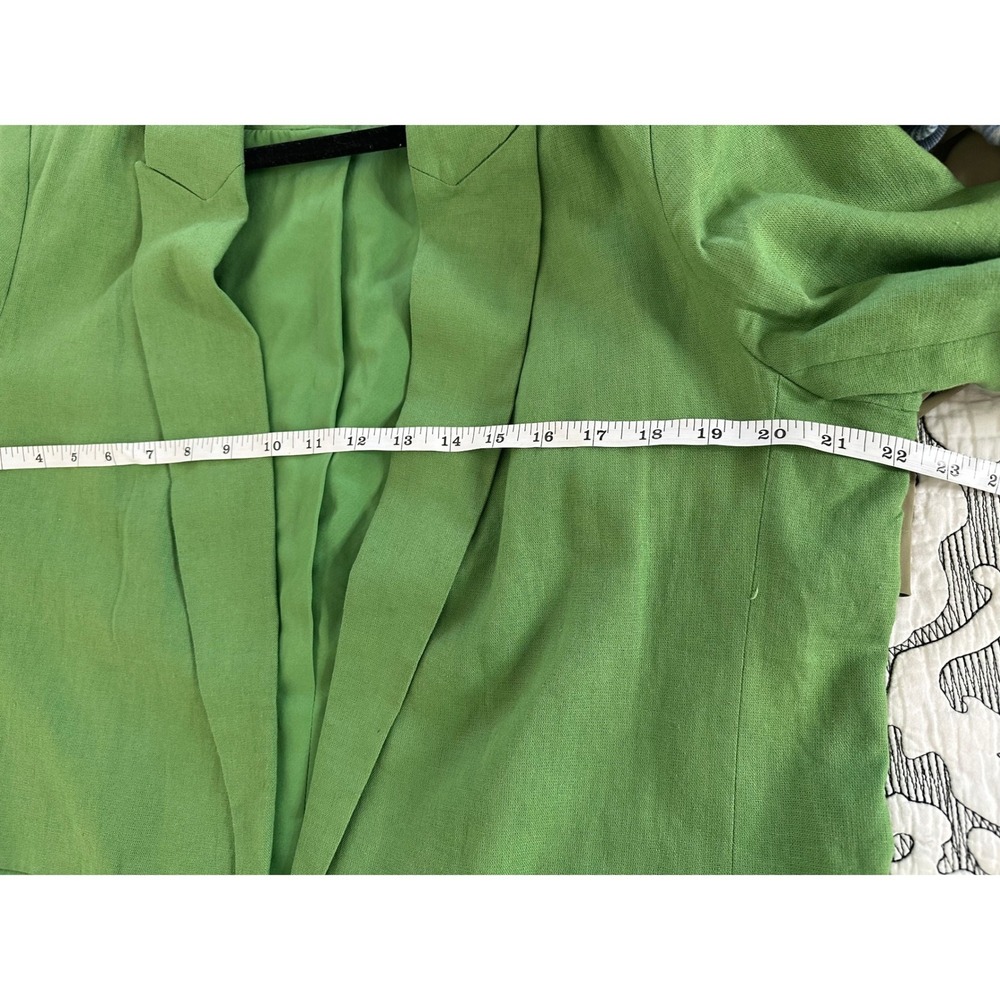 Simply Vera Vera Wang‎ Womens Green Open Front Blazer Jacket linen - Picture 5 of 5